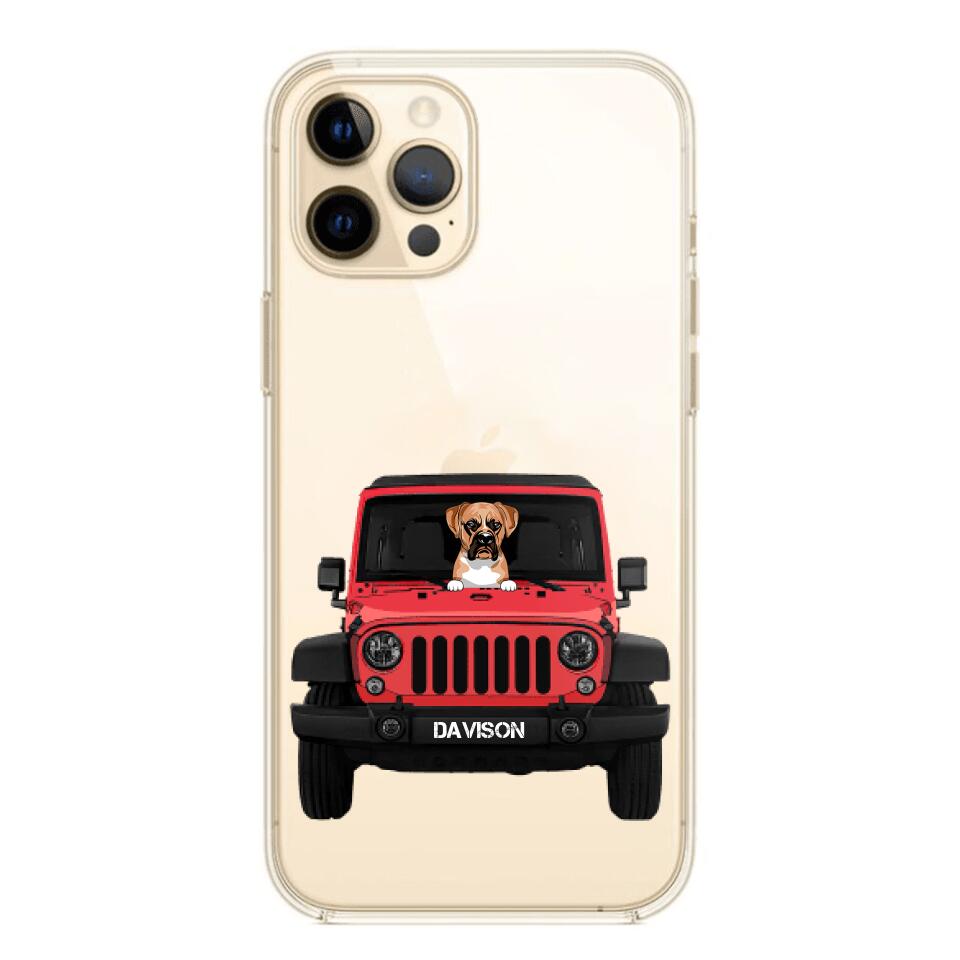 Personalized Jeep Dog Transparent Silicone Phonecase Printed 22MAY-HQ23
