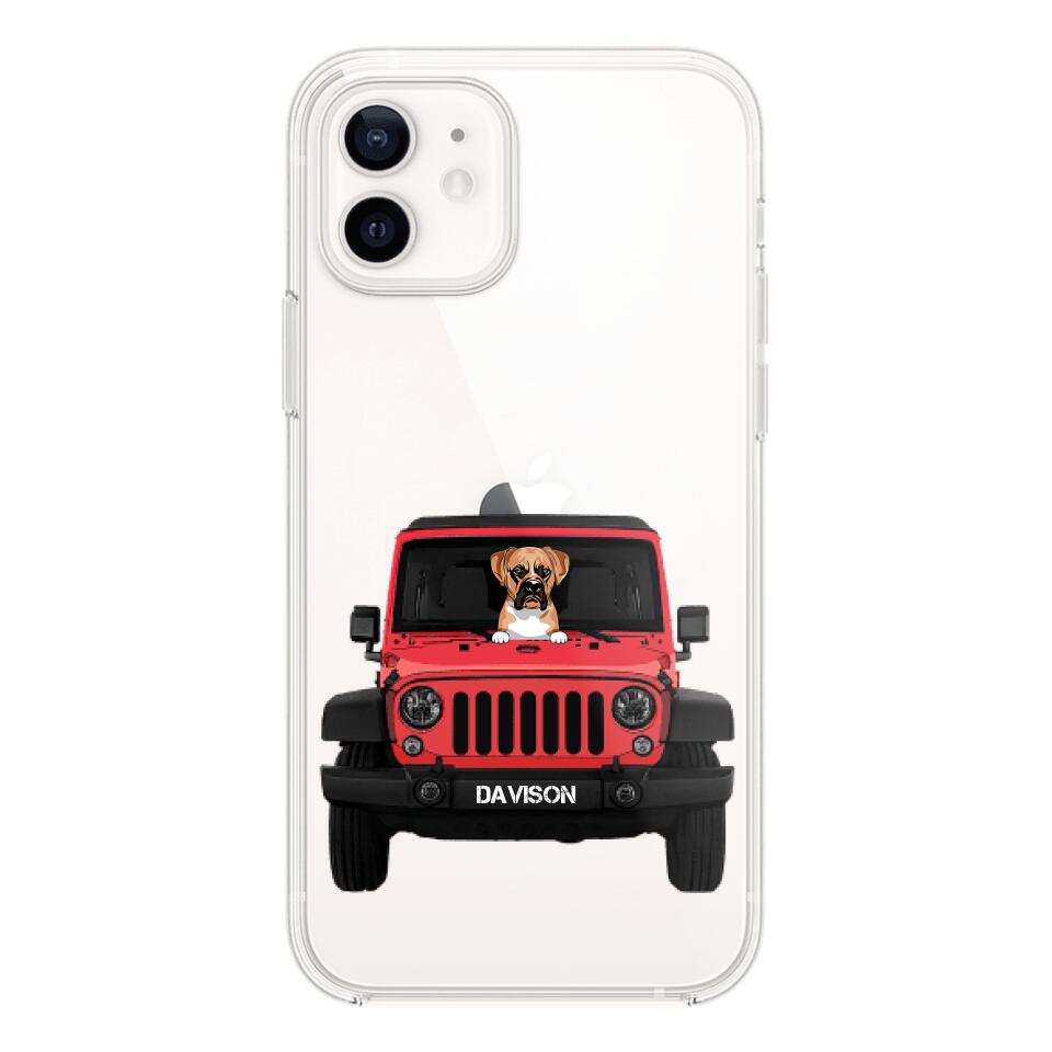 Personalized Jeep Dog Transparent Silicone Phonecase Printed 22MAY-HQ23