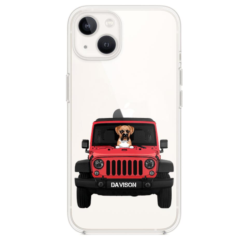 Personalized Jeep Dog Transparent Silicone Phonecase Printed 22MAY-HQ23