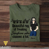 PERSONALIZED SUNFLOWER AUNT BEAUTIFUL RAY OF FREAKING SUNSHINE TSHIRTS QTVQ2305