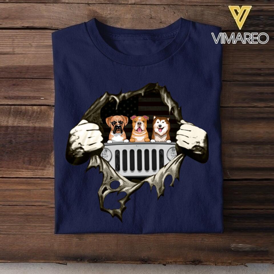 Personalized Jeep Dogs Tshirt Printed 22MAY-LN24