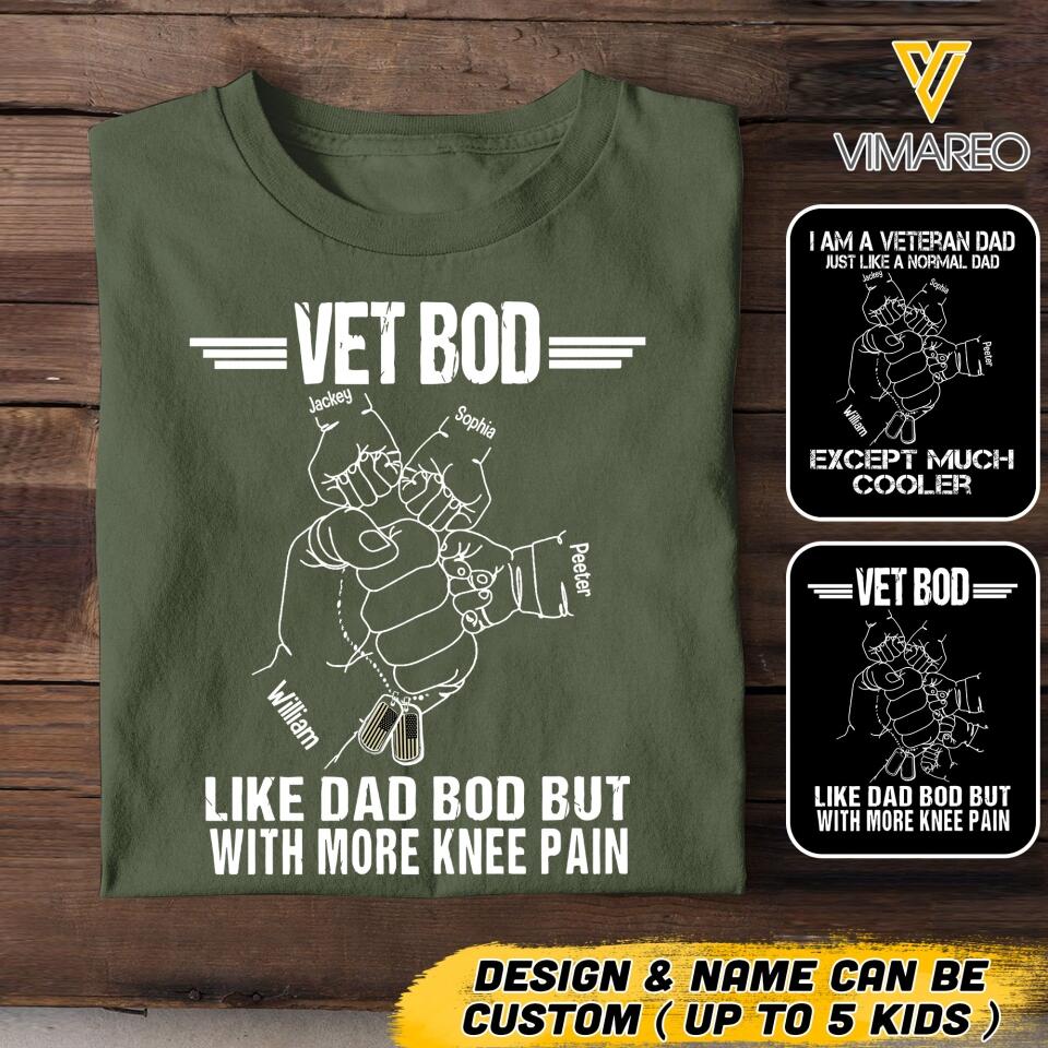 Personalized US Veteran Dad Bob Kid Name Tshirt Printed QTVQ2705