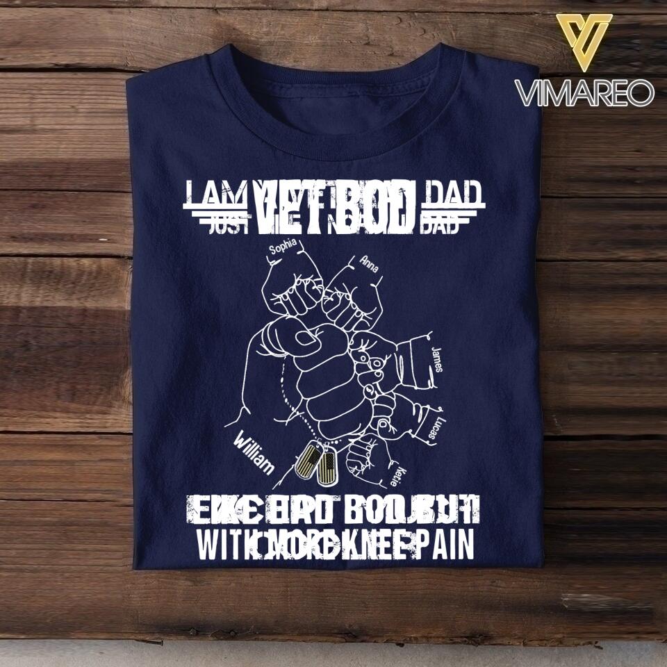 Personalized US Veteran Dad Bob Kid Name Tshirt Printed QTVQ2705