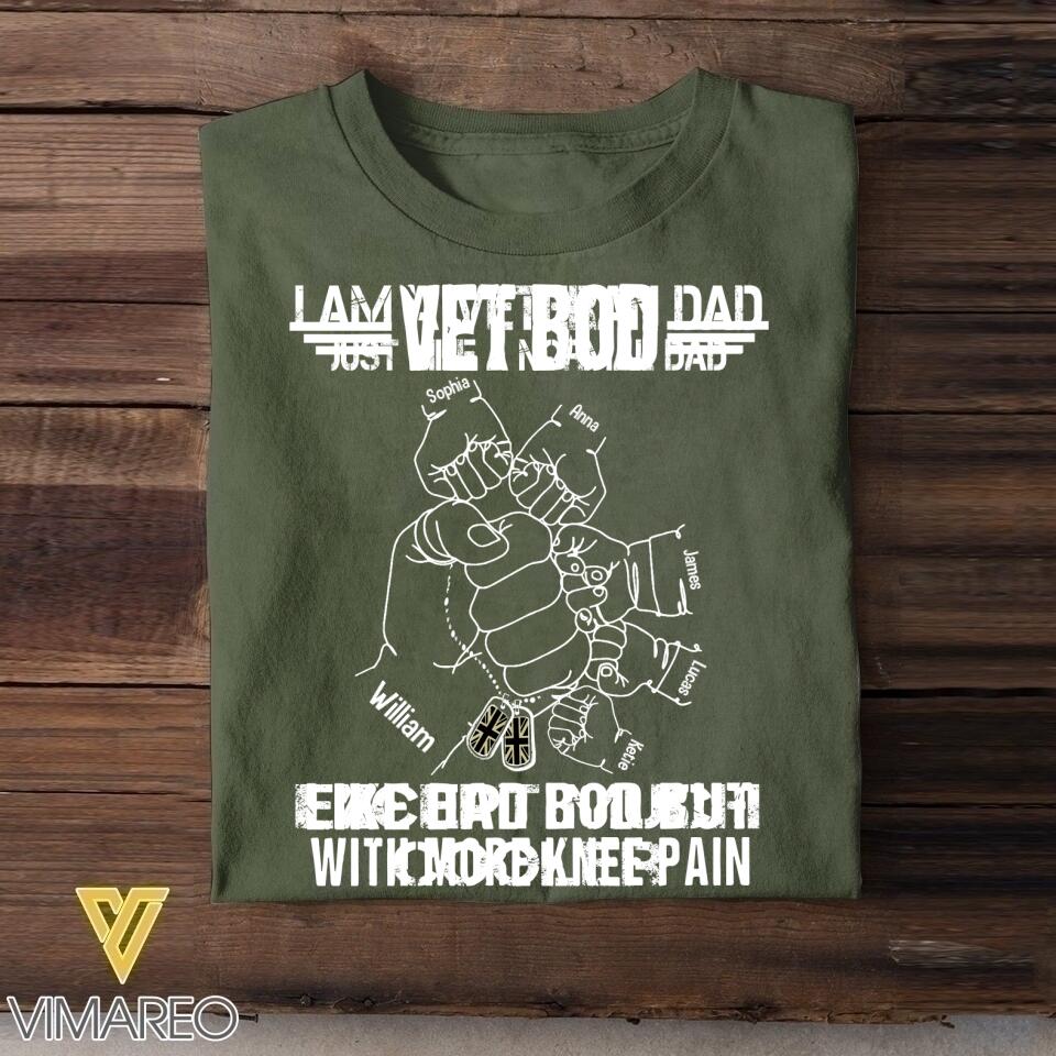 Personalized UK Veteran Dad Bob Kid Name Tshirt Printed QTVQ2705