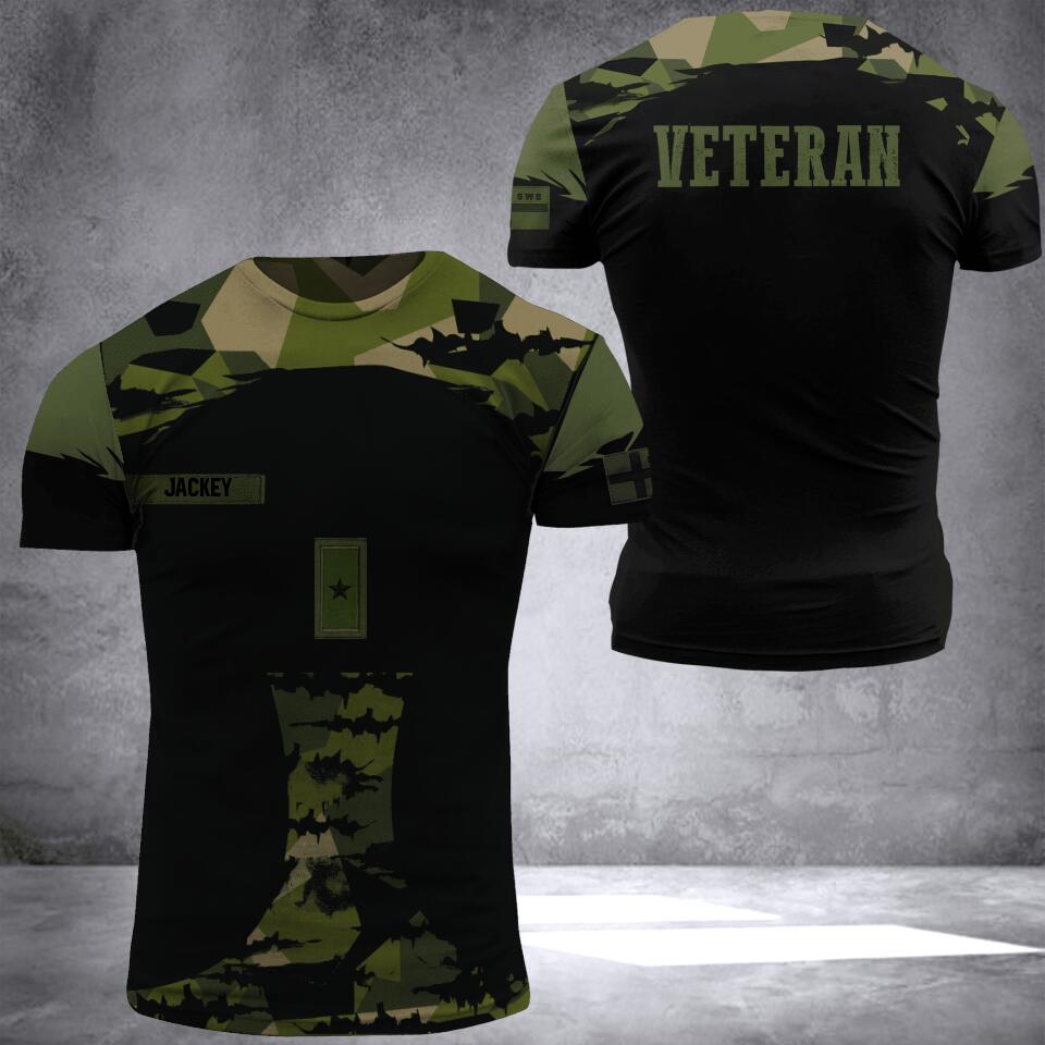 PERSONALIZED SWEDISH VETERAN TSHIRT HOODIE OR TSHIRT 3D PRINTED QTDT3005