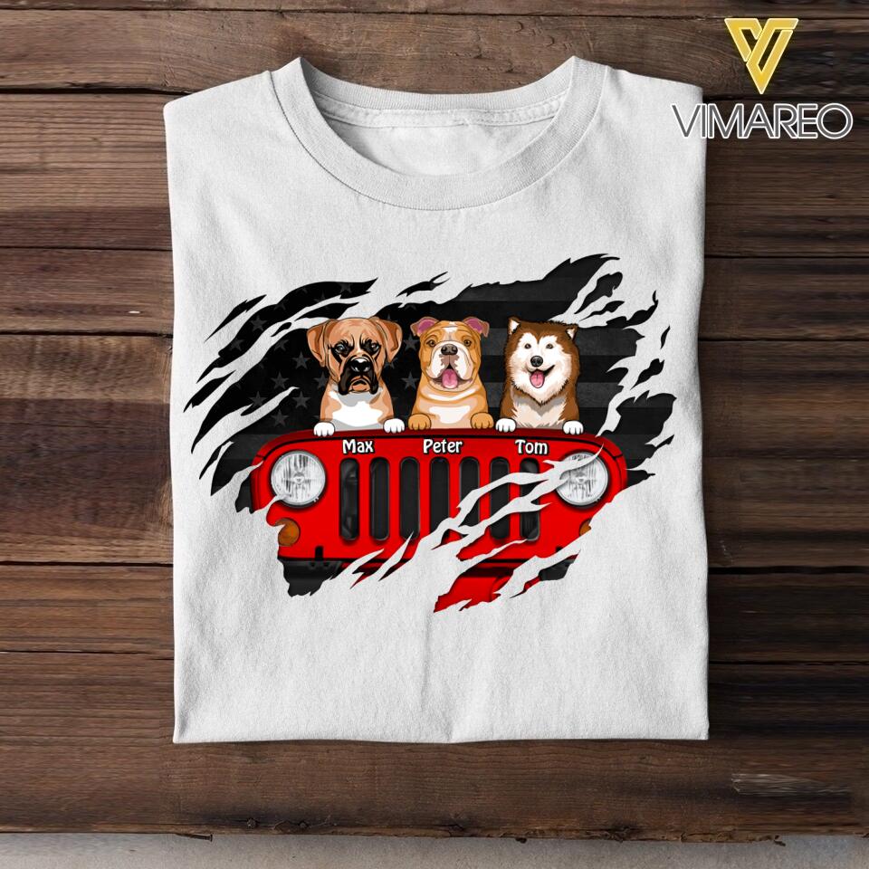 Personalized Jeep Dog Tshirt Printed 22MAY-DT30
