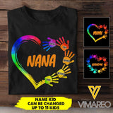 Personalized  Grandma Nickname Kid Name Hand Tshirt Printed NQHC2705