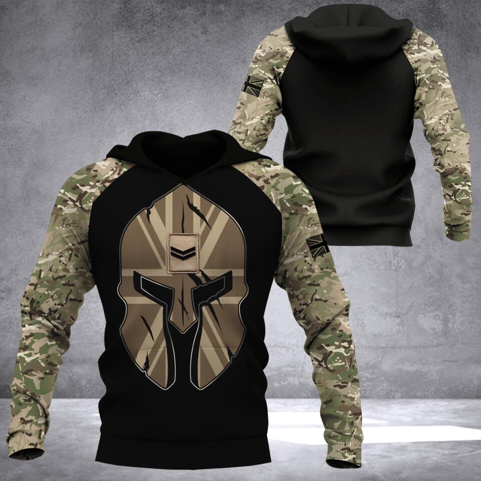 Personalized Uk Army Camo Tshirt or Hoodie 3D Printed QTDT0206