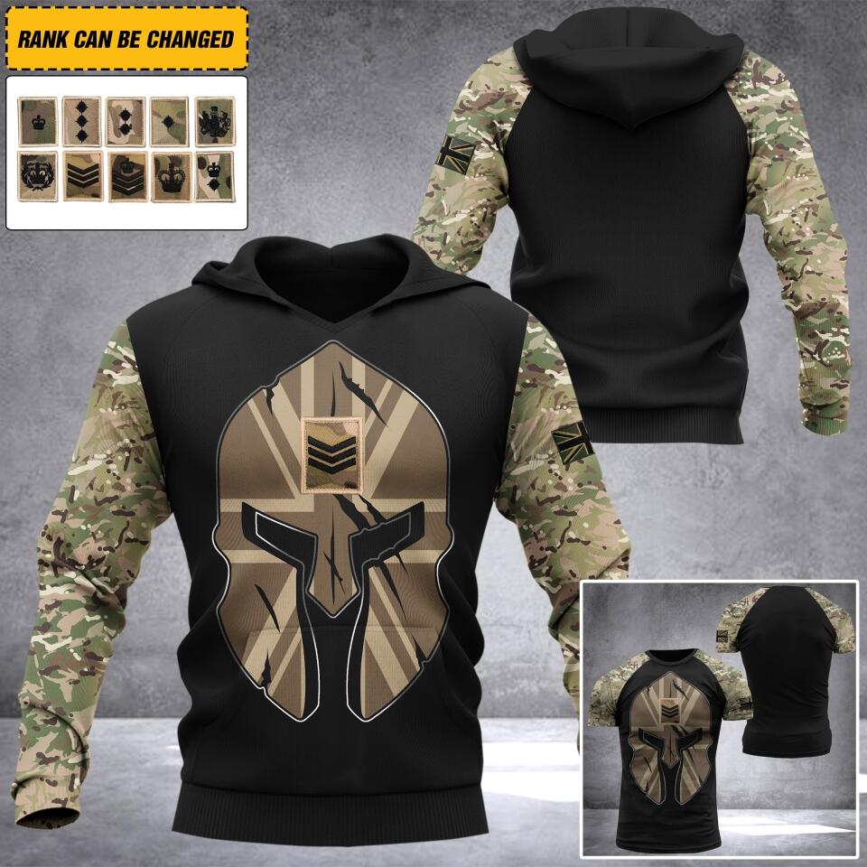 Personalized Uk Army Camo Tshirt or Hoodie 3D Printed QTDT0206