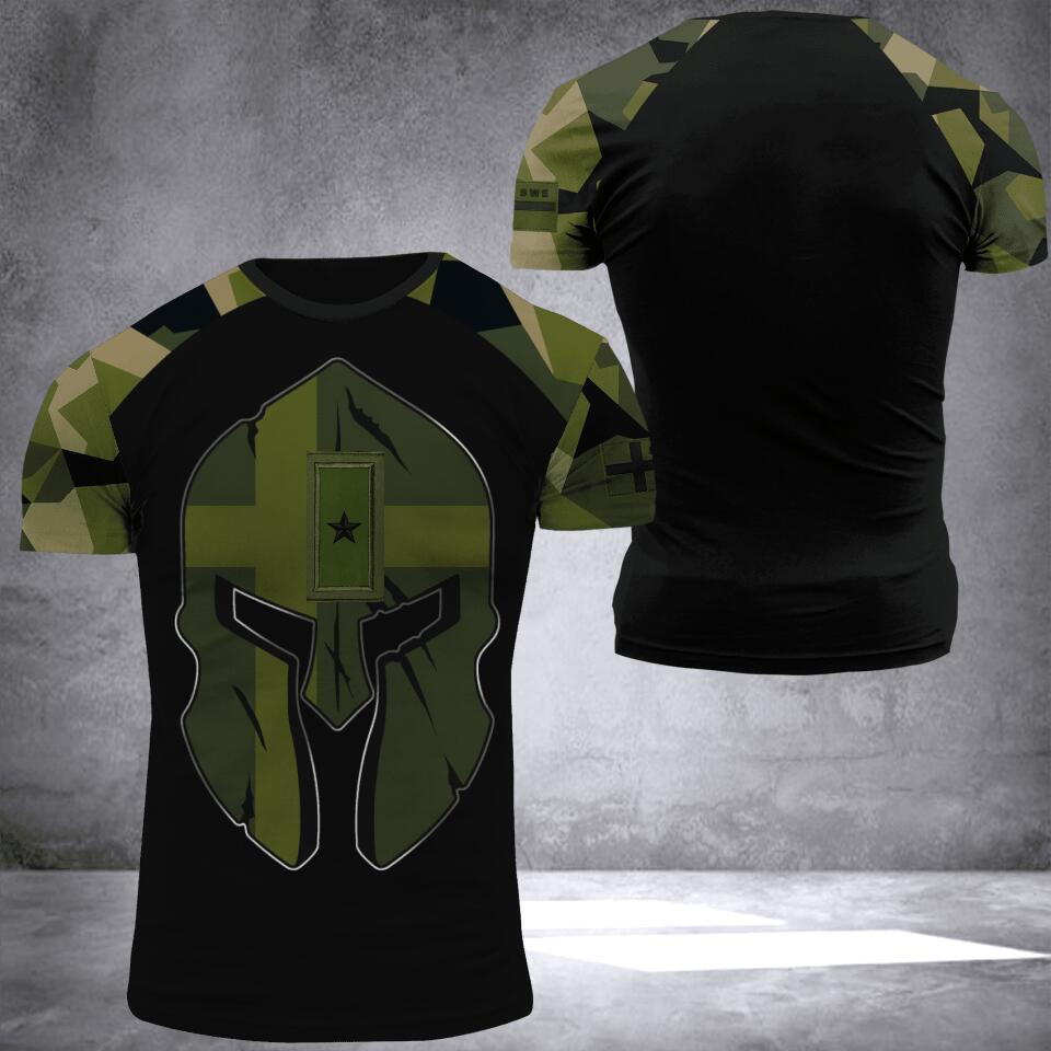 Personalized Swedish Army Camo Tshirt or Hoodie 3D Printed QTDT0606