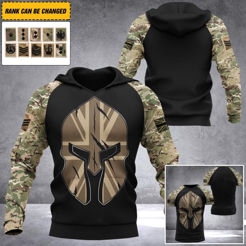 Personalized UK Army Camo Tshirt or Hoodie 3D Printed QTDT0706