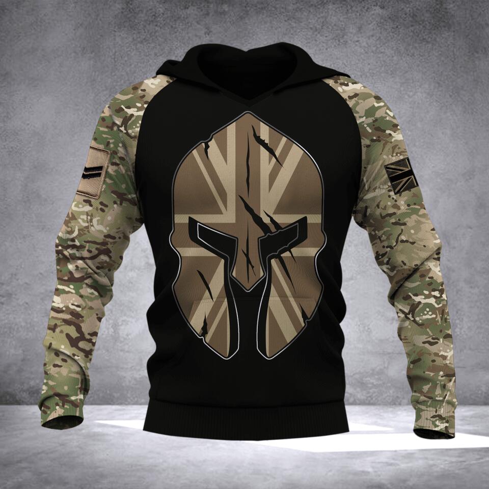 Personalized UK Army Camo Tshirt or Hoodie 3D Printed QTDT0706