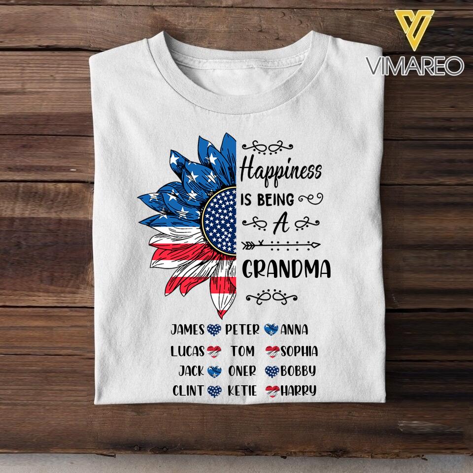 Personalized Happiness Is Being A Grandma Tshirt Printed 22JUL-HC09
