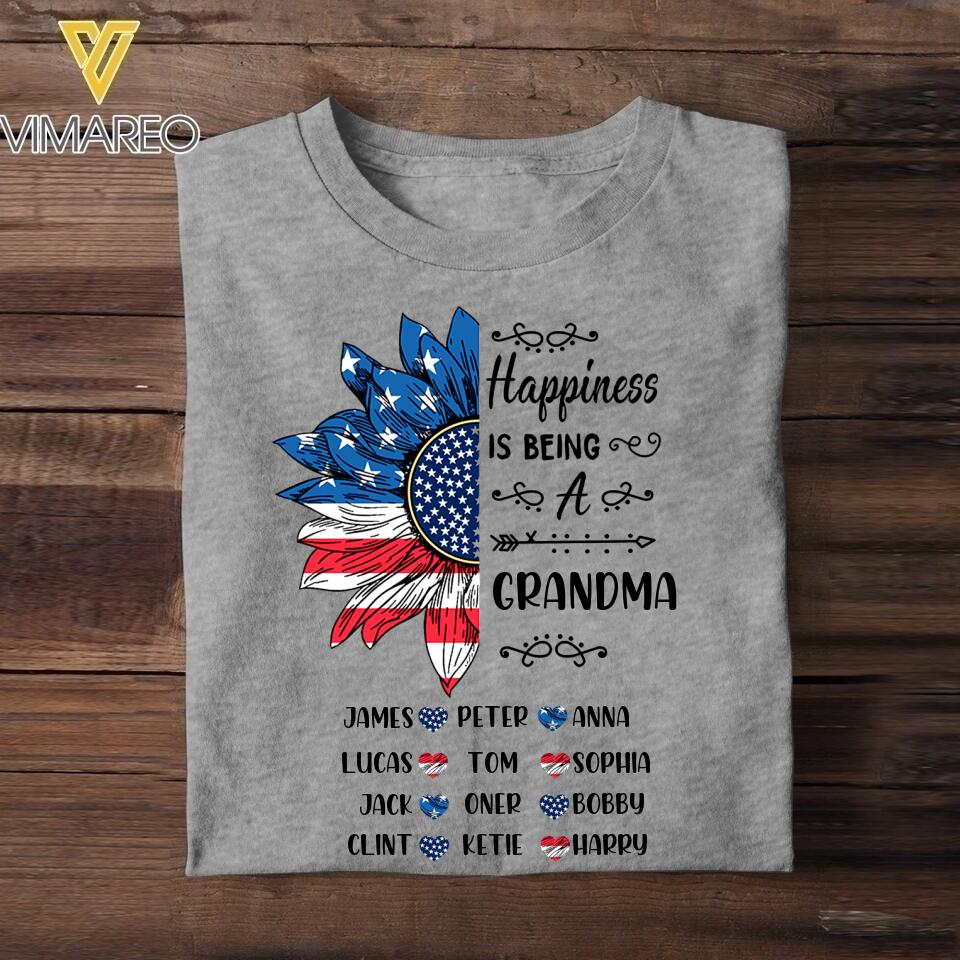 Personalized Happiness Is Being A Grandma Tshirt Printed 22JUL-HC09