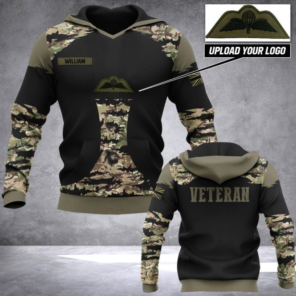 Personalized UK Army Camo Tshirt or Hoodie 3D Printed QTDT096