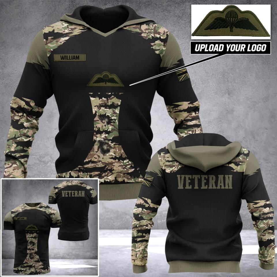Personalized UK Army Camo Tshirt or Hoodie 3D Printed QTDT096