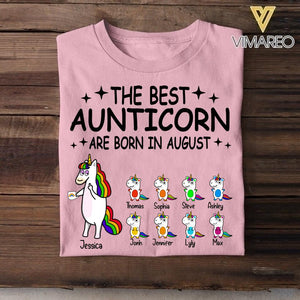 Personalized The Best Aunticorn Are Born In August Tshirt Printed QTDT1006