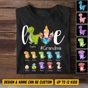 Personalized Love Grandma Dinosaur Kid Name Tshirt Printed NQVQ1306