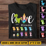 Personalized Love Grandma Dinosaur Kid Name Tshirt Printed NQVQ1306