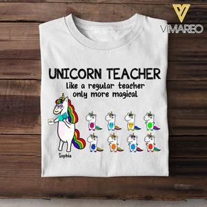 Personalized Unicorn Teacher Tshirt Printed 22JUL-HC14