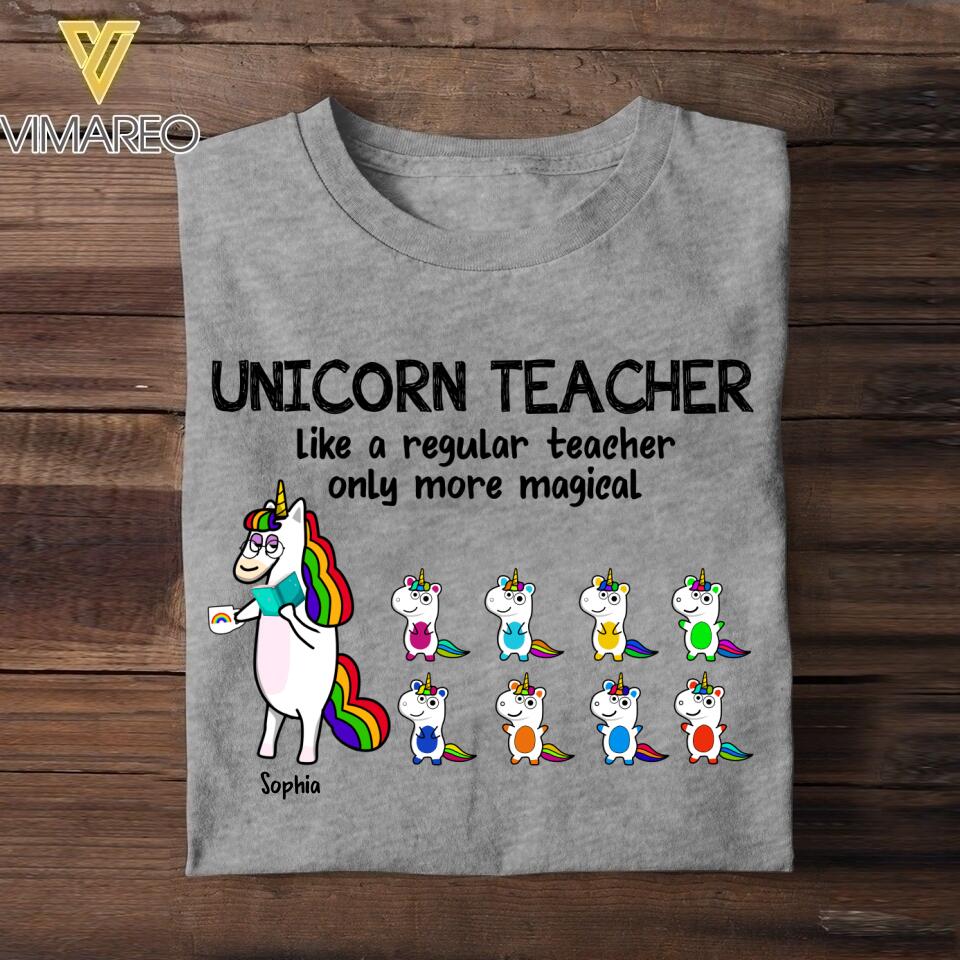 Personalized Unicorn Teacher Tshirt Printed 22JUL-HC14
