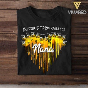Personalized Blessed To Be Called Grandma Bee Kid Name Tshirt Printed QTDT1606