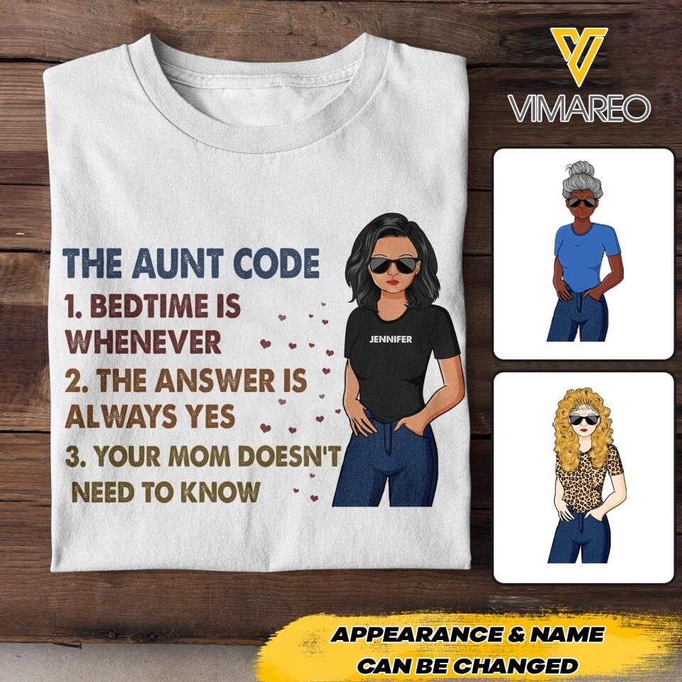 Personalized The Aunt Code Tshirt Printed Gift Iead For Aunt NQHC1706