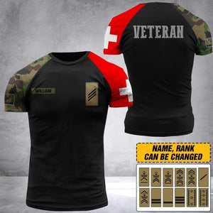 Personalized Swiss Veteran/ Solider Tshirt 3D Printed QTDT1706