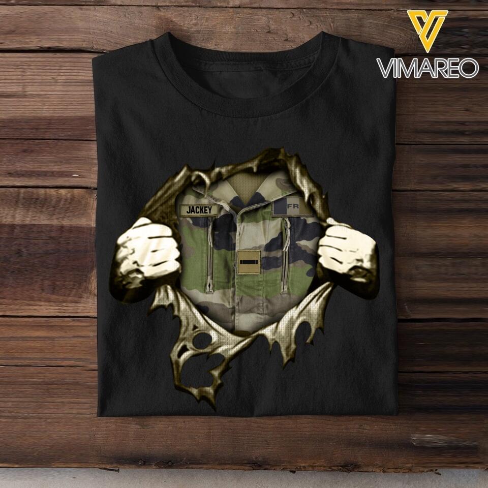 Personalized French Veterans/Soldier Tshit Printed 22MAY-HQ11