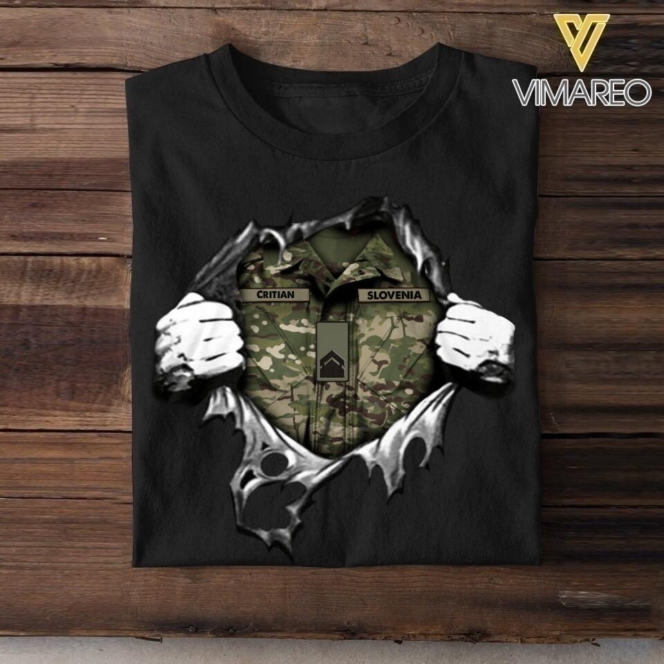 Personalized Slovenian Army/Soldier Tshirt Printed 22JUL-HC21