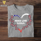 Personalized Peace Love Grandma Nana Kid Name Tshirt Printed QTHY2106
