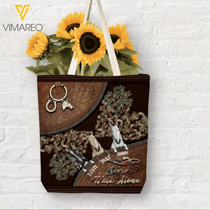 PERSONALIZED NEVER WALK ALONE HORSE NAME HEART US FLAG TOTE BAG NQHC2306