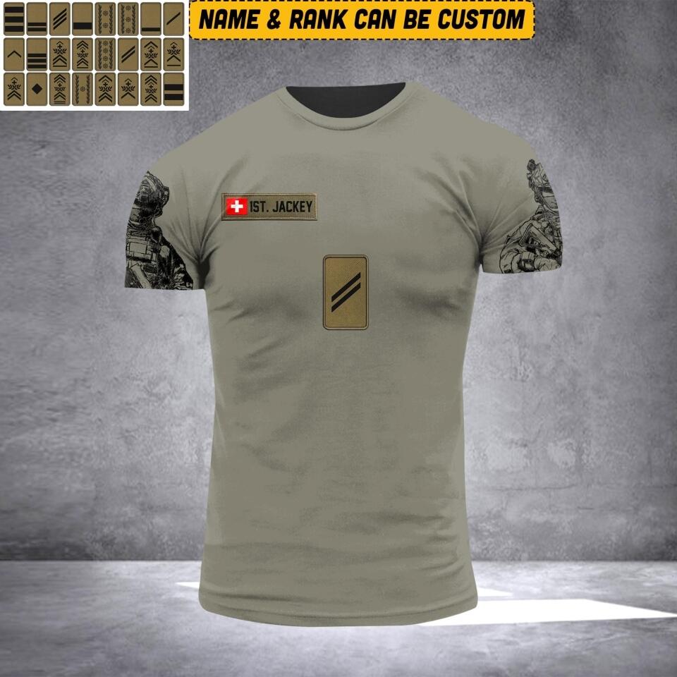 Personalized Swiss Veterans/Soldier Rank Tshirt 3D Printed QTVQ2406