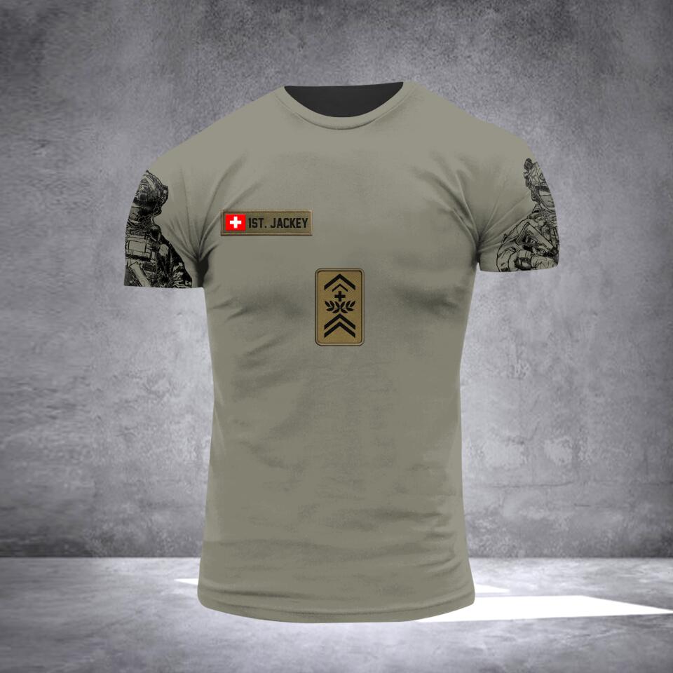 Personalized Swiss Veterans/Soldier Rank Tshirt 3D Printed QTVQ2406