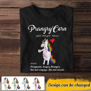 Personalized PrangryCorn Pregnant Angry Hungry Unicorn Tshirt Printed QTDT2806