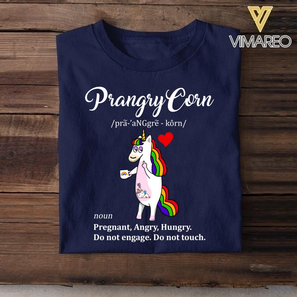 Personalized PrangryCorn Pregnant Angry Hungry Unicorn Tshirt Printed QTDT2806