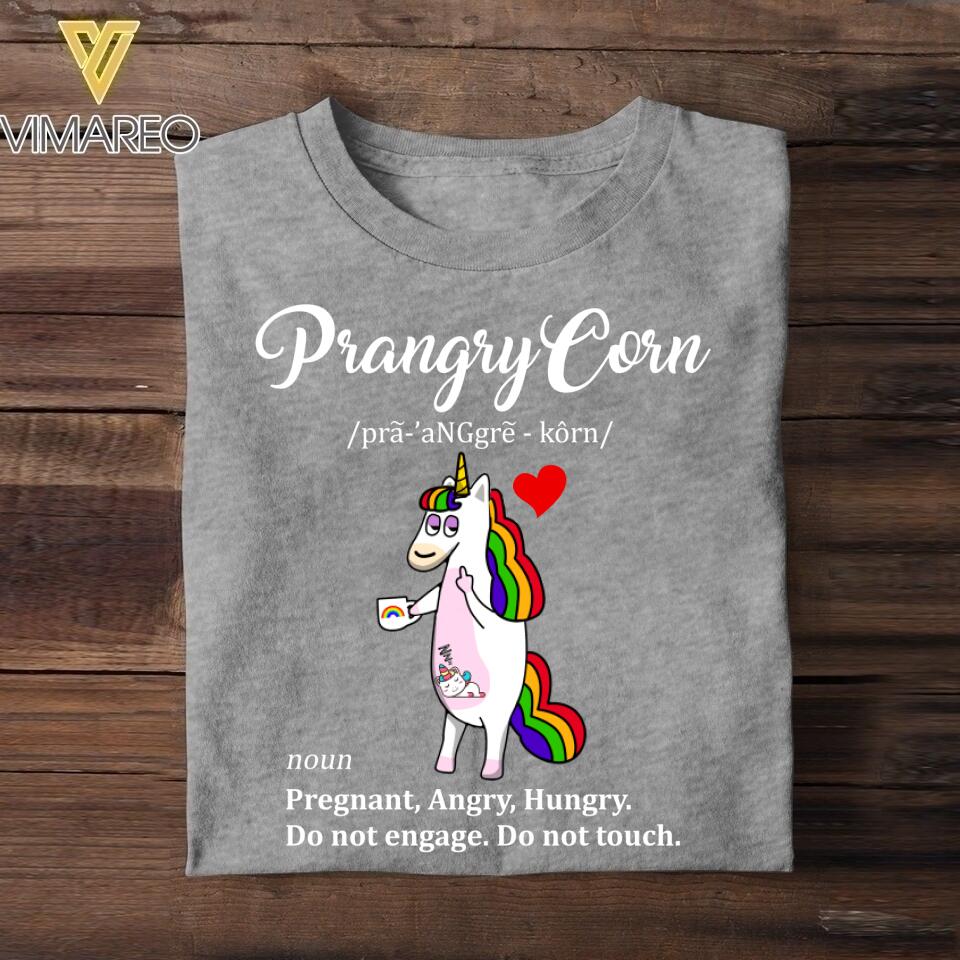Personalized PrangryCorn Pregnant Angry Hungry Unicorn Tshirt Printed QTDT2806