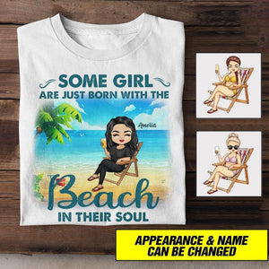 Personalized Some Girl Are Just Born With Tshirt The Beach in Their Soul Printed QTHC2806