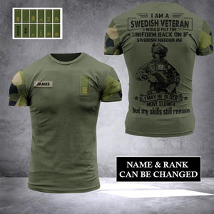 Personalized Sweden Veterans/Soldier Tshirt 3D Printed 22JUL-HC28