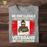 Personalized We Owe illegals Nothing We Owe Our Canadian Veterans Tshirt Printed QTDT2906