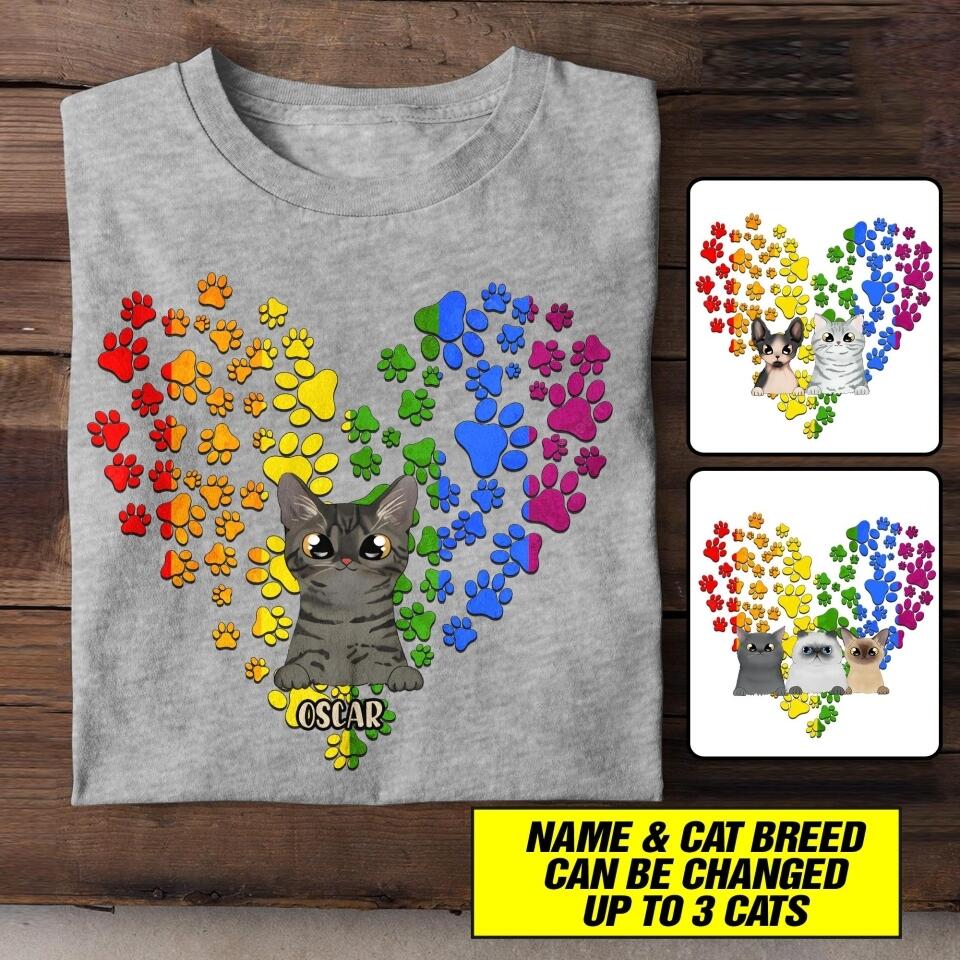 Personalized Cat Lovers LGBT Heart Tshirt Printed NQHC2806