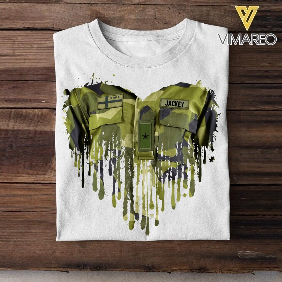 Personalized Swedish Soldier/Veterans Tshirt Printed 22JUL-HQ29