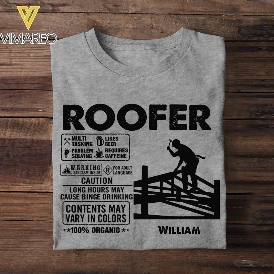 Personalized Roofer Tshirt Printed 22JUY-HC07
