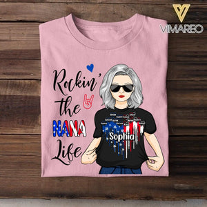 Personalized Rockin' The Nana Life Flag Heart Tshirt Printed 22JUY-DT14