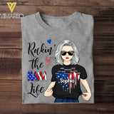 Personalized Rockin' The Nana Life Flag Heart Tshirt Printed 22JUY-DT14