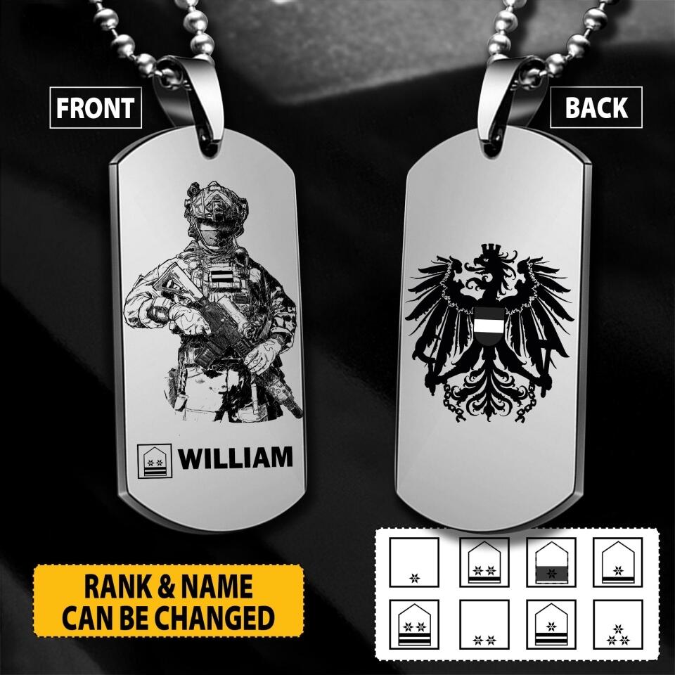 Personalized Austrian Soldier/Veterans Necklaces Printed 22JUY-HY16