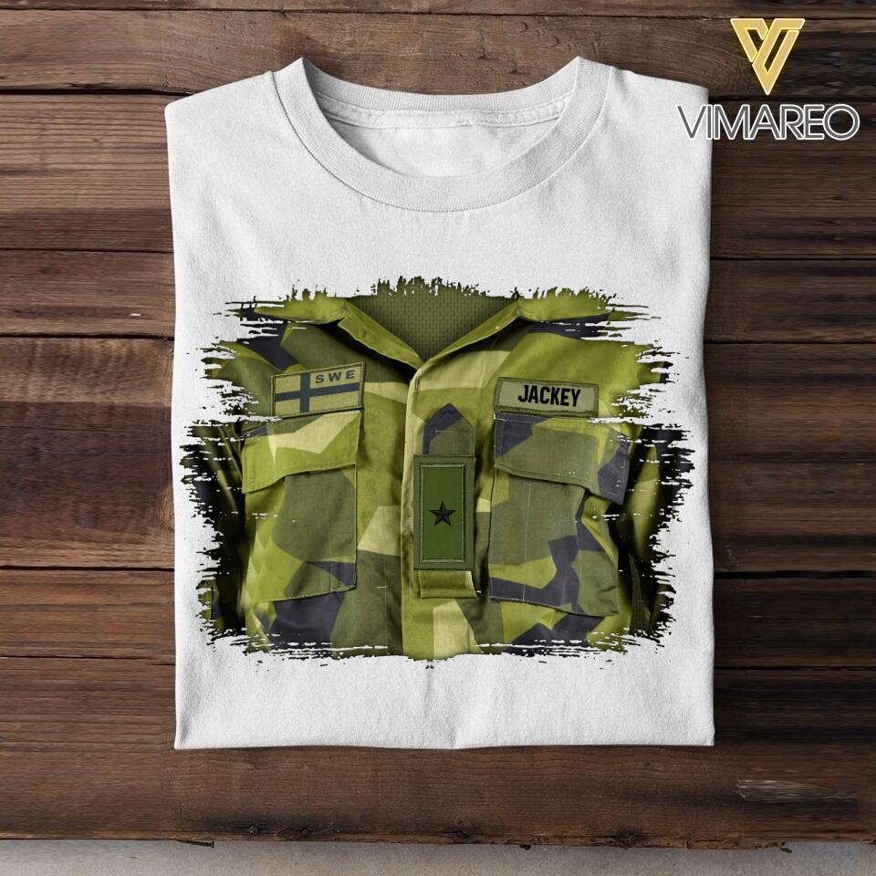 Personalized Swedish Veterans/Soldier Tshirt Printed 22JUY-HQ16