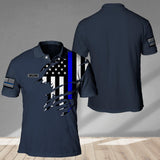 Personalized Us Police Blue Line Polo Shirt Printed QTHC2107