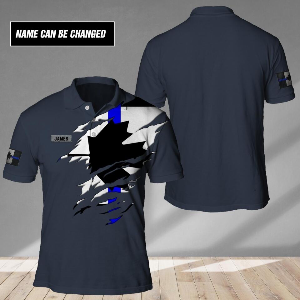Personalized Canadian Police Blue Line Polo Shirt Printed QTHC2107