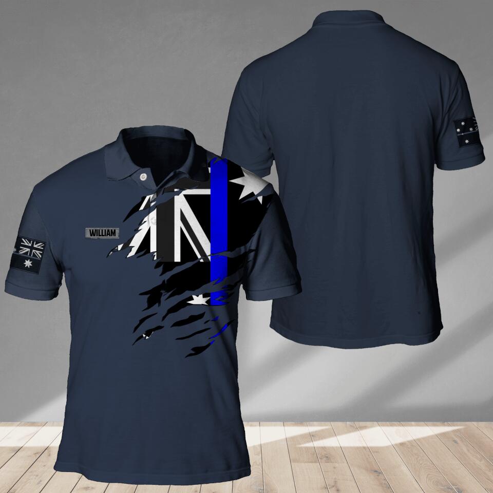 Personalized Australian Police Blue Line Polo Shirt Printed QTHC2107